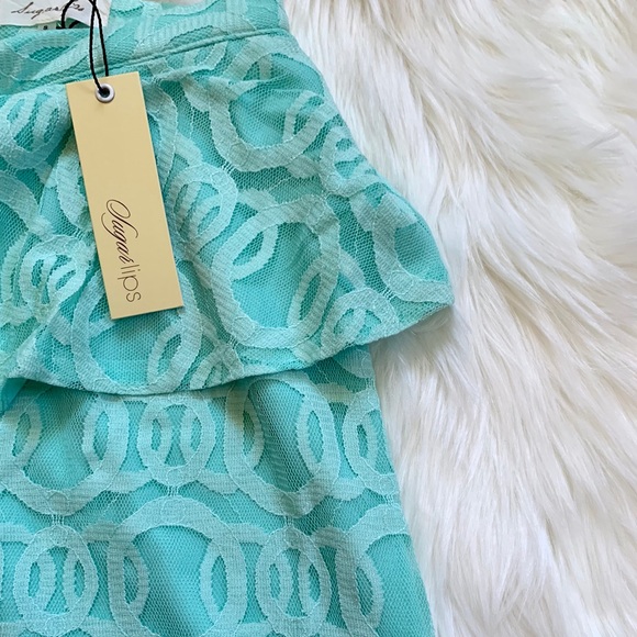 SugarLips Snow Mint Lace Peplum Mini Skirt - Picture 3 of 6